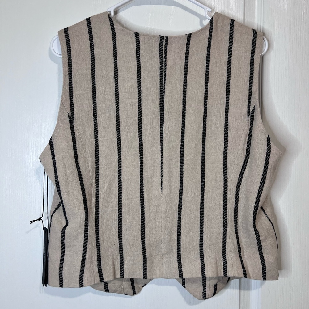 Tahari Beige and Black Linen Blend Vest size L - Picture 4 of 12
